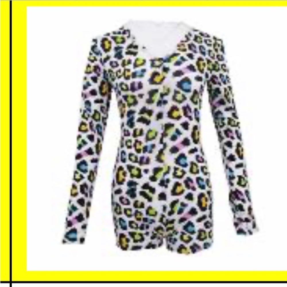 Colorful Cheetah PJ Romper Onesie